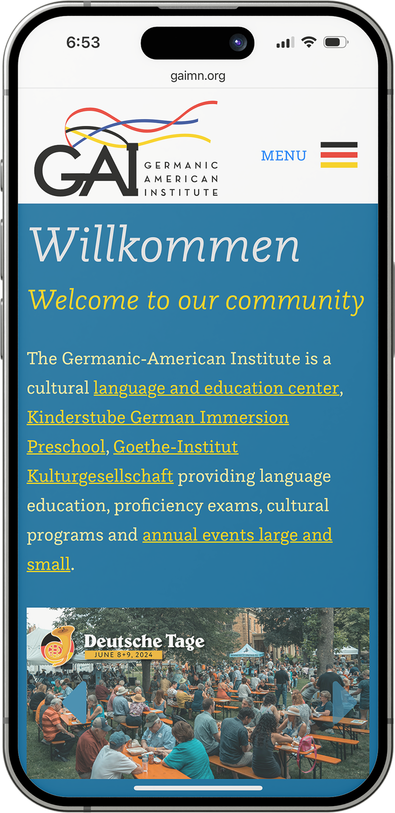 Germanic-American Institute mobile homepage
