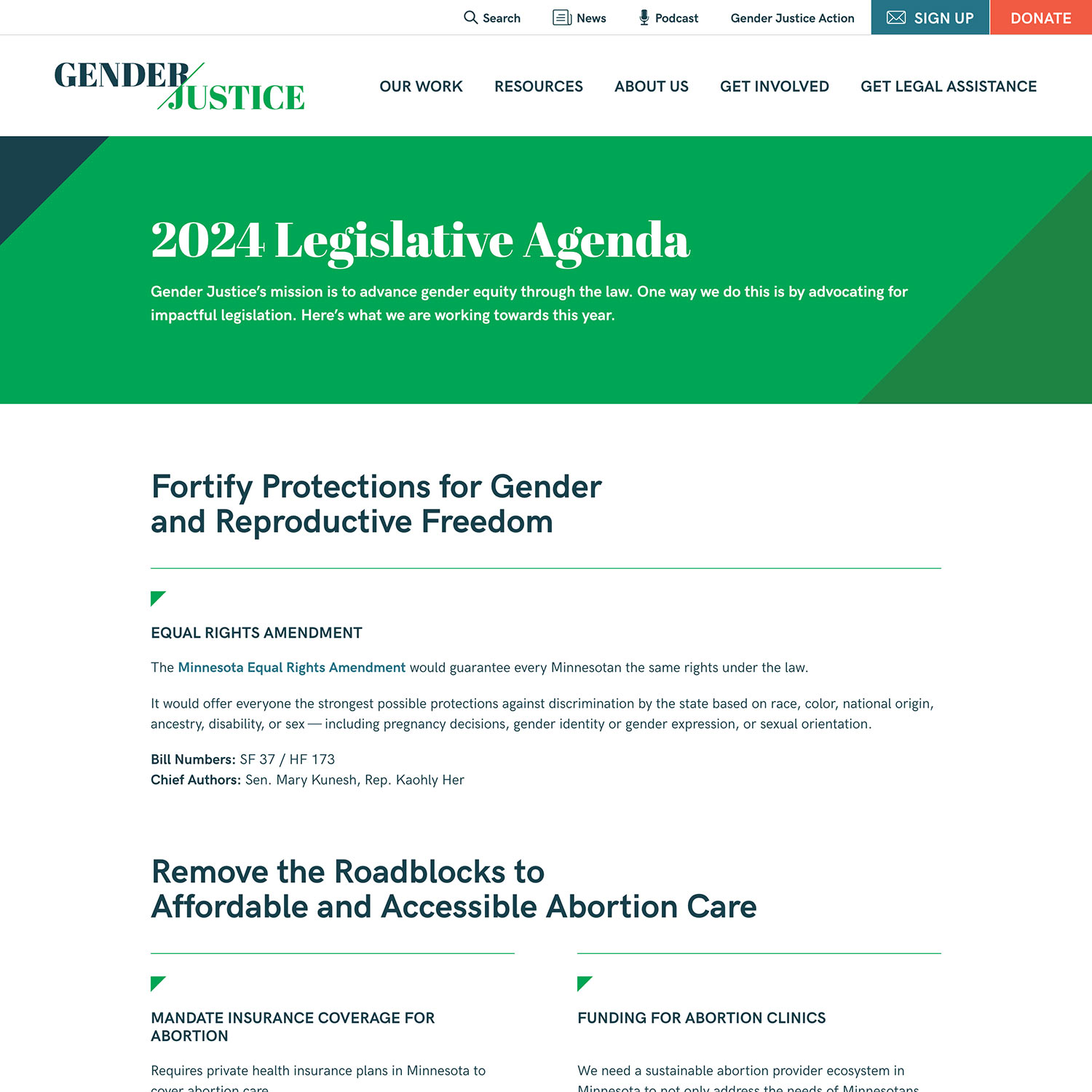 Gender Justice - Legislative Agenda